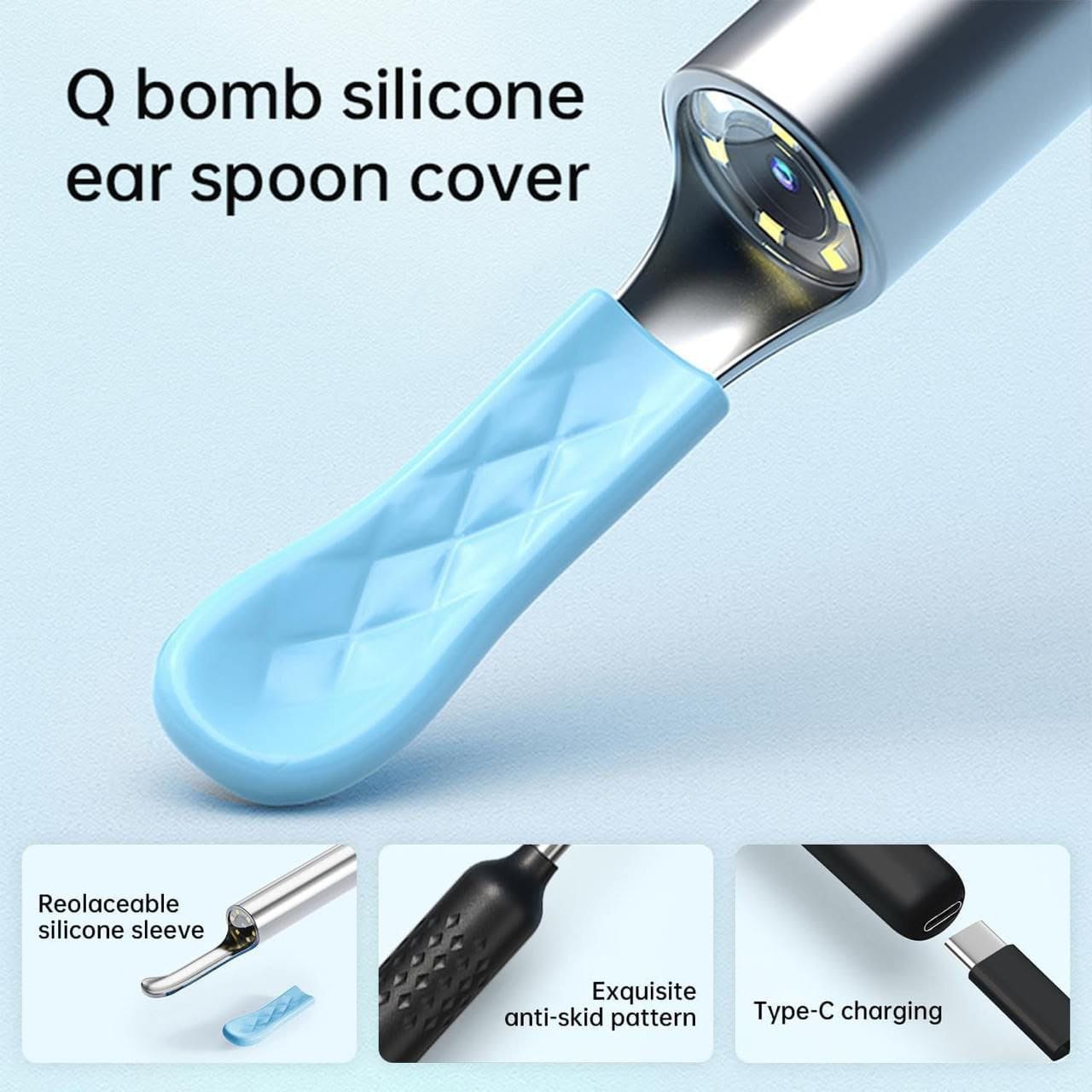 Ear Wax Cleaning Tool with Camera,1080p FHD Led Light,360° Visual WIFI Camera Ear Cleaner